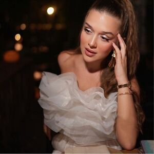 Zara organza ruffle rib bodysuit